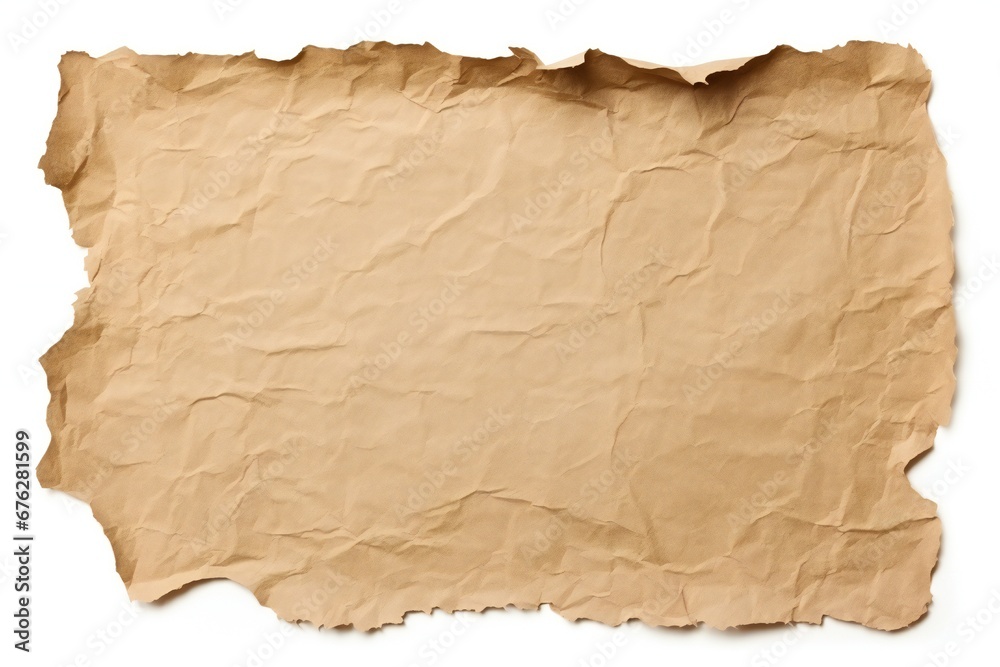 Torn cardboard paper isolated on white background Generative AI 