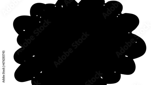 White liquid transitions in hand drawn cartoon doodle style on plain black background