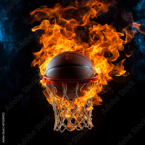 basketball in fire © Sergei