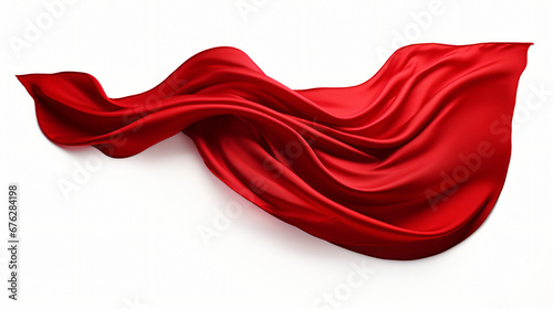 Red cloth flying isolated on white background photo