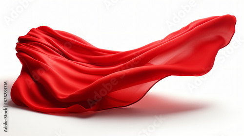 Red cloth flying isolated on white background