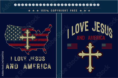 I love jesus and america Christian tshirt design with usa grunge flag, religion tshirt