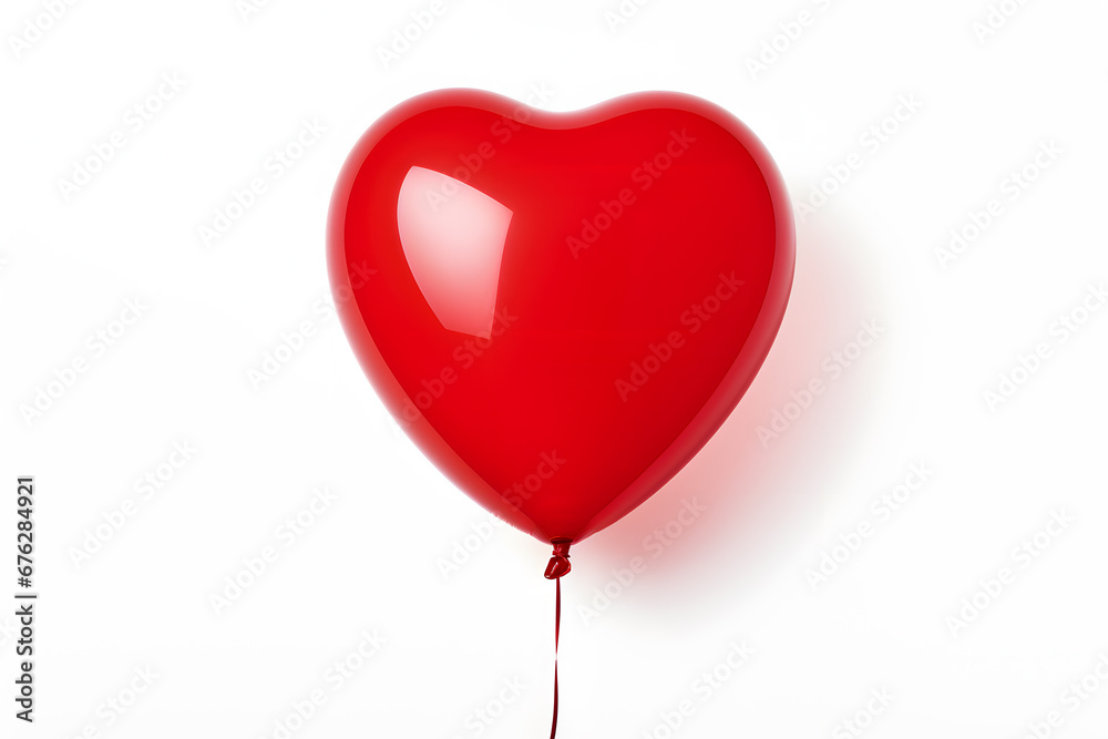 Red heart shaped balloon on white background