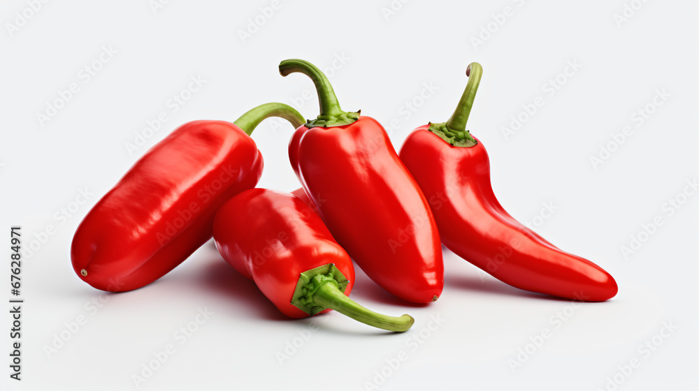 Red peppers isolated on transparent or white background