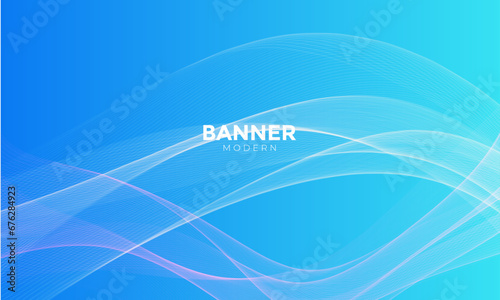 Abstract shiny bright blue waves banner design
