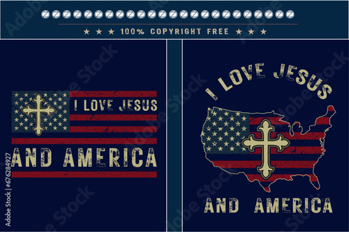 I love jesus and america Christian tshirt design with usa grunge flag, usa grunge flag religion tshirt design