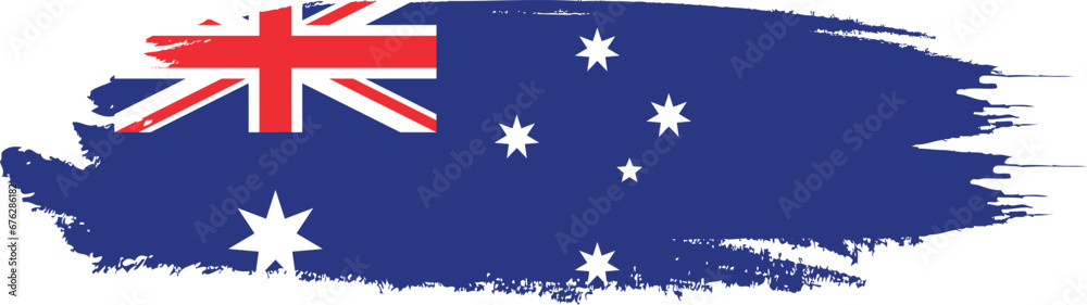 Australia flag on brush paint stroke.
