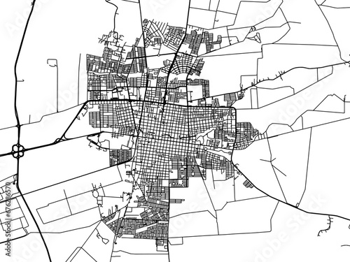 Vector road map of the city of Palmira in Colombia with black roads on a white background. photo