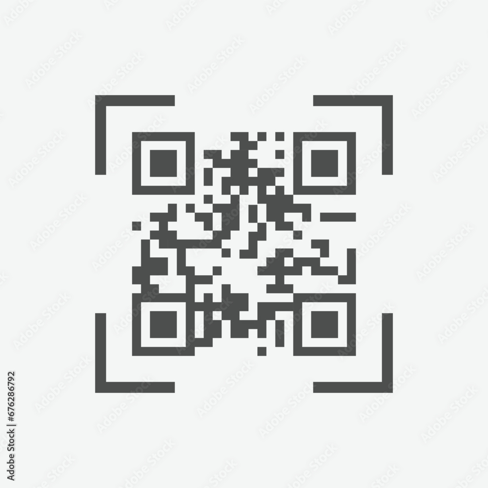 vector illustration of qr code icon on grey background for website, ui ux and mobile design. vector illustration vector illustration of qr code icon on grey background for website, ui ux and mobile design. vector illustration