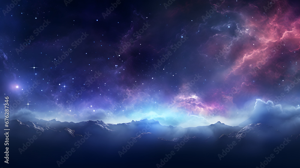 360 degree equirectangular projection space background with nebula and stars, environment. Generative Ai.