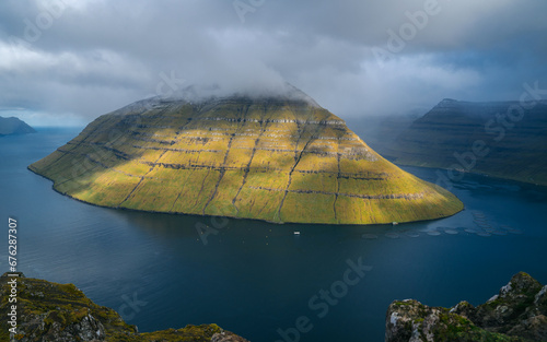 The viewpoint from Klakkur is among the most beautiful in the Faroe Islands. Klakkur lies only a short hike from second largest town Klaksvík on Borðoy island. photo
