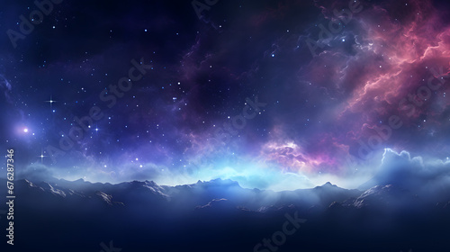 360 degree equirectangular projection space background with nebula and stars  environment. Generative Ai.