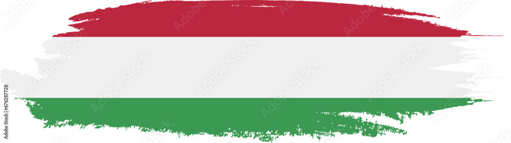 Hungary flag on brush paint stroke.
