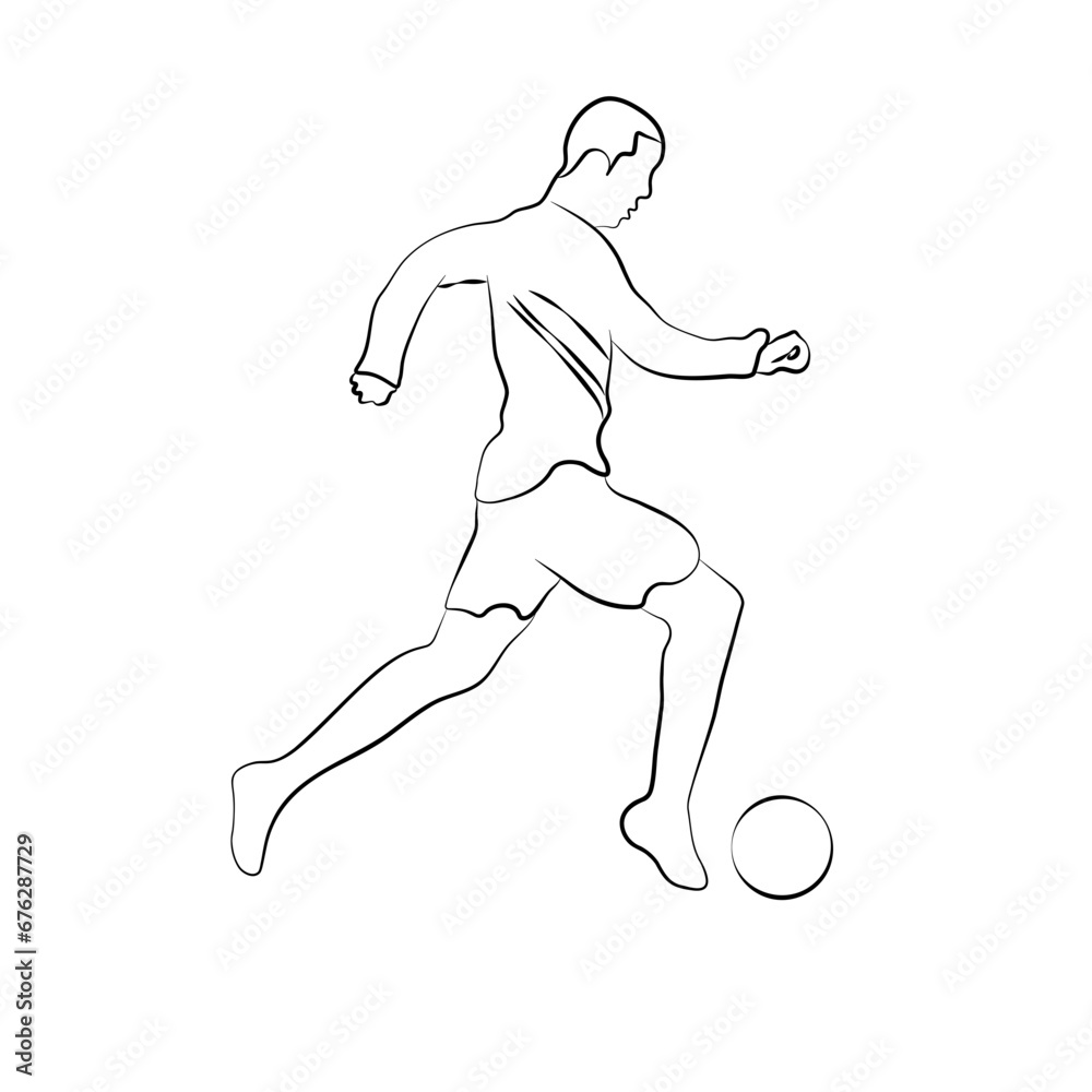Guy Playing Soccer Athlete Line Art, hand drawn of a football player.champion, championship, contour, guy, match, Guy Playing Soccer Athlete Line Art, hand drawn of a football player.champion, championship, contour, guy, match,