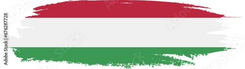 Hungary flag on brush paint stroke.
 photo