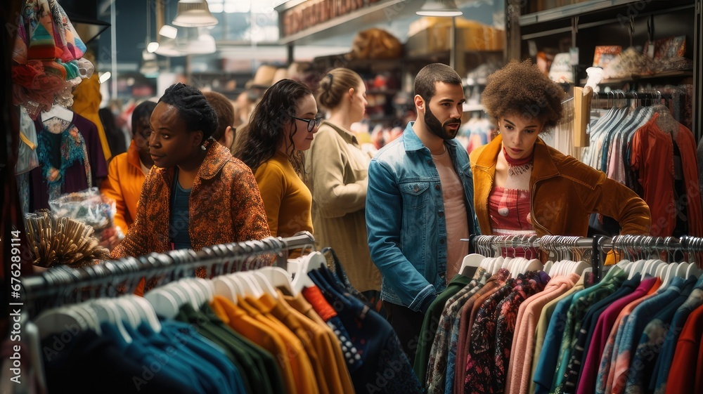 Diverse people shopping in a store Diverse people shopping in a store