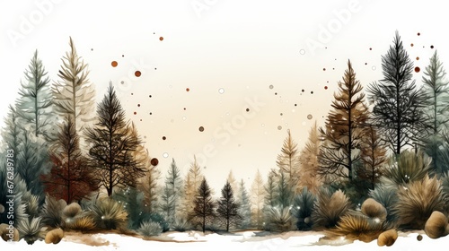 Christmas background with fir branches  pine cones and lights. AI generated illustration