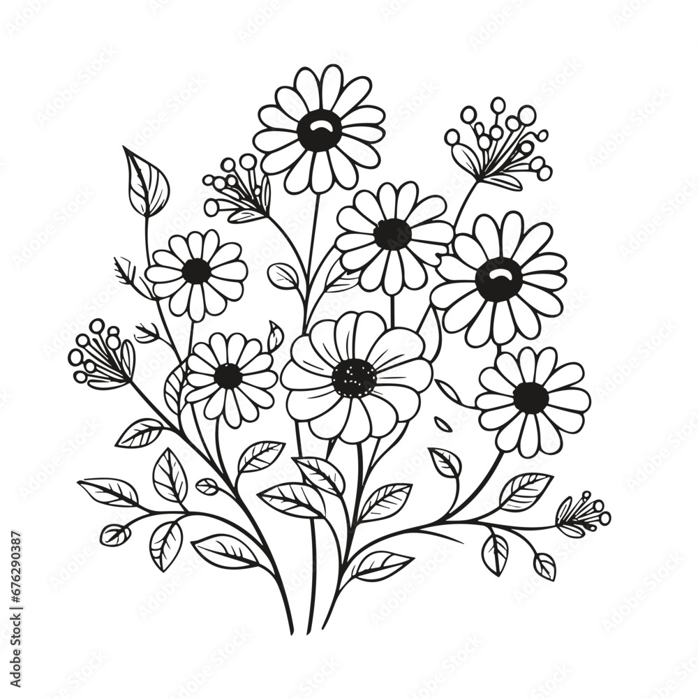 Vecteur Stock line drawing, line art png, line art prints, spring