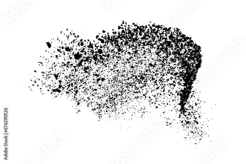 Black grainy texture isolated on white background. Dust overlay. Dark noise granules. Digitally generated image. Vector illustration. Design elements.