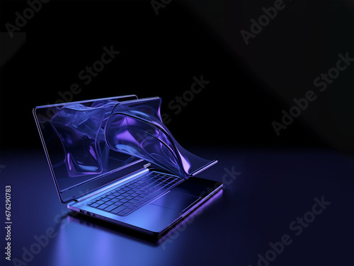 laptop with dark background