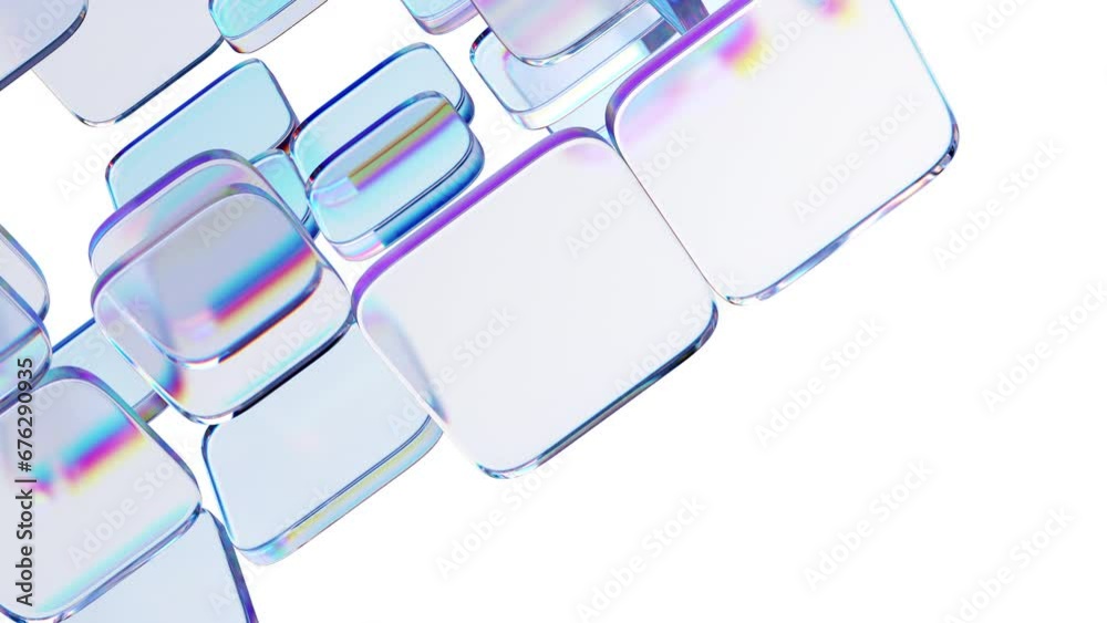 Abstract 3d render, rotating glass blocks, 4k seamless looped video
