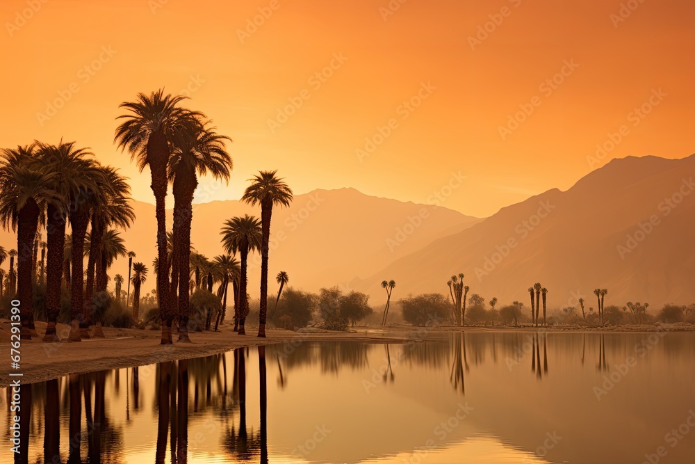 Obraz premium Calm desert view with palm trees