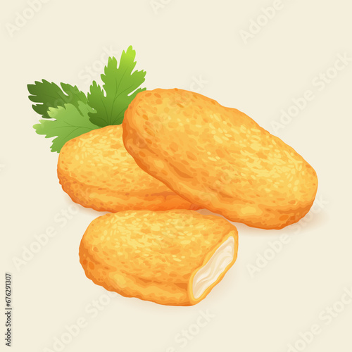 Chicken nuggets with parsley leaves
