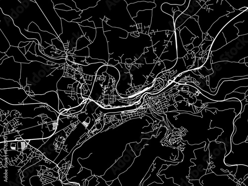 Fototapeta Vector road map of the city of Karlovy Vary in the Czech Republic with white roads on a black background