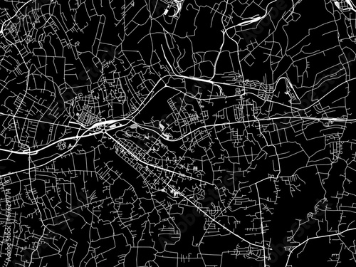 Vector road map of the city of Havirov in the Czech Republic with white roads on a black background. photo