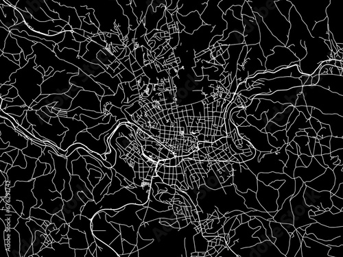 Vector road map of the city of Jablonec nad Nisou in the Czech Republic with white roads on a black background.