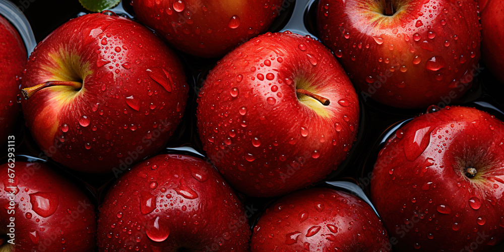 Fresh apple banner. Apples background. Close-up food photography Fresh apple banner. Apples background. Close-up food photography