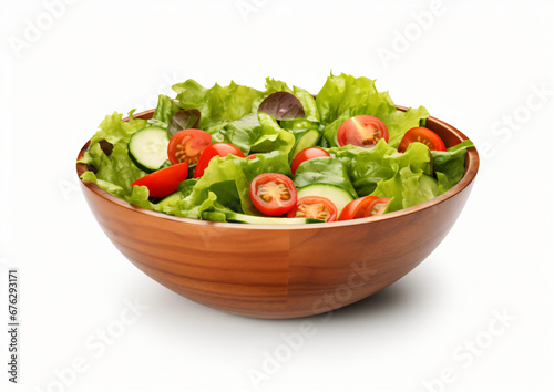 Salad in bowl isolated on white background