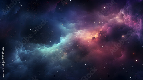 Night sky - Universe filled with stars  nebula and galaxy. Generative Ai.
