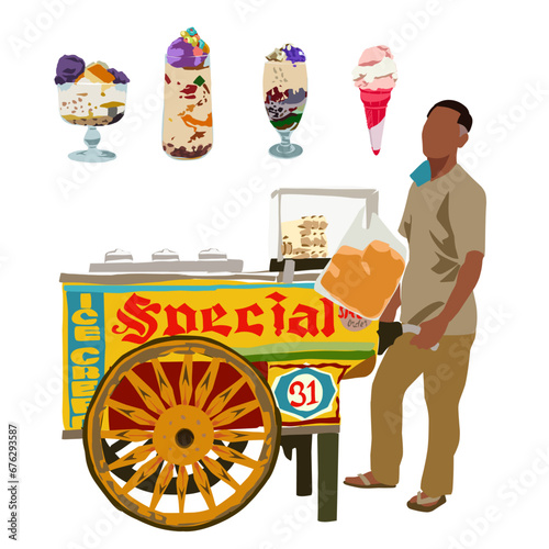 Cool Delights: Vector Collection of Traditional Filipino frozen treats of Halo-Halo and Sorbetes with a Nod of Filipino Authenticity