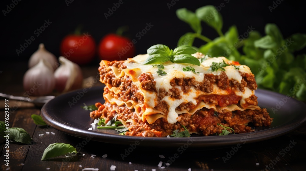Lasagna bolognese with cheese Lasagna bolognese with cheese