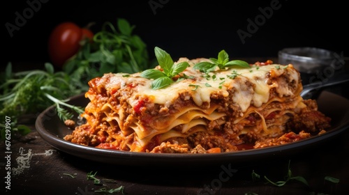Lasagna bolognese with cheese