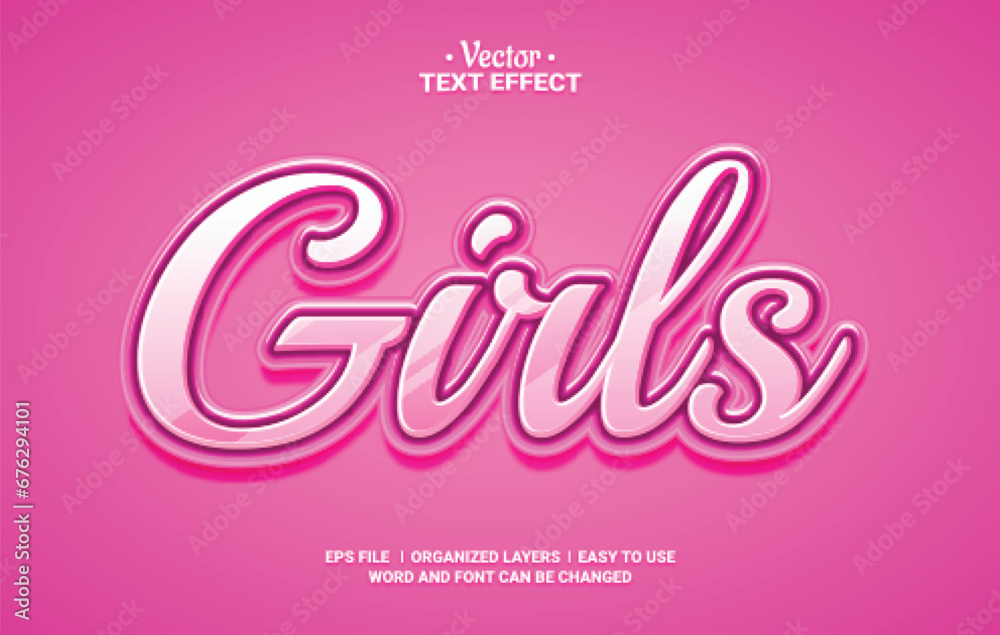 Girls Editable Vector Text Effect.