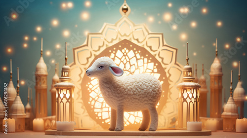 Postcard for Eid al-Adha with sacrificial animal.