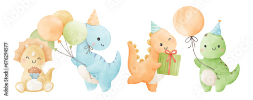 Baby dinosaur For nursery birthday kids Sweet dream © Luckycatarts