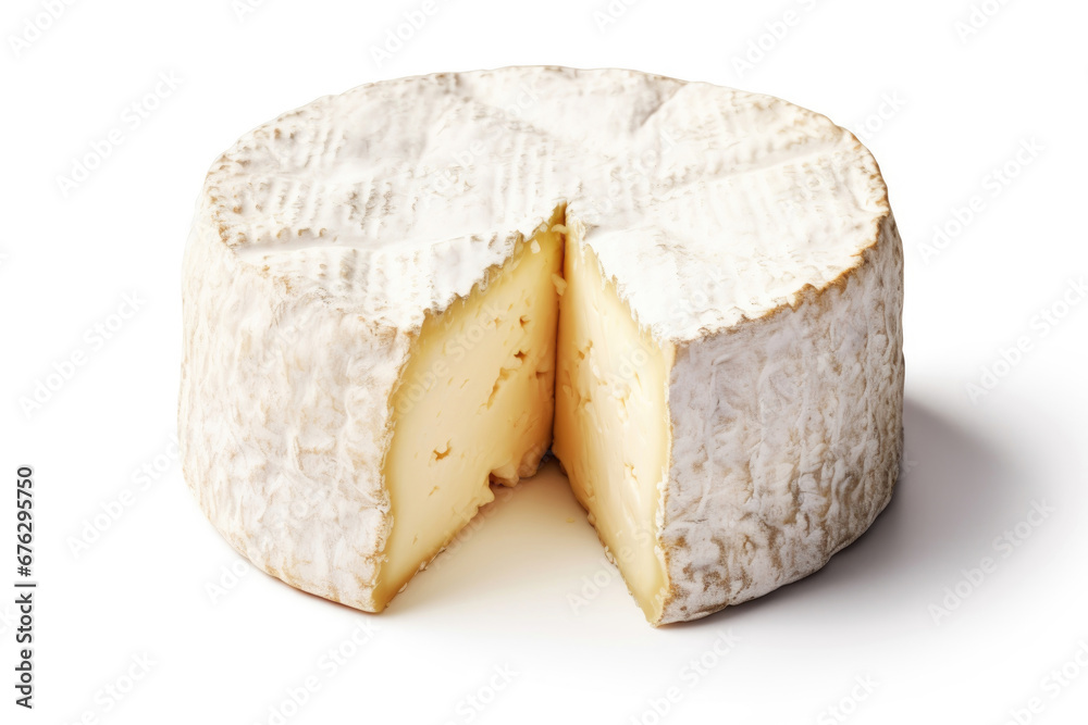 Soft washed rind cheese on white background