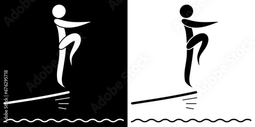 Pictogrammes représentant la compétition des plus spectaculaire plongeons, une des disciplines des sports aquatiques.