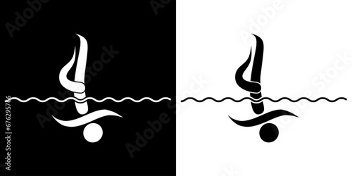 Pictogrammes représentant la compétition de la natation artistique, une des disciplines des sports aquatiques.