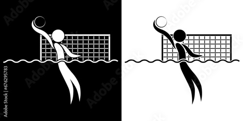 Pictogrammes représentant la compétition du sport avec un ballon : le waterpolo, une des disciplines des sports aquatiques.