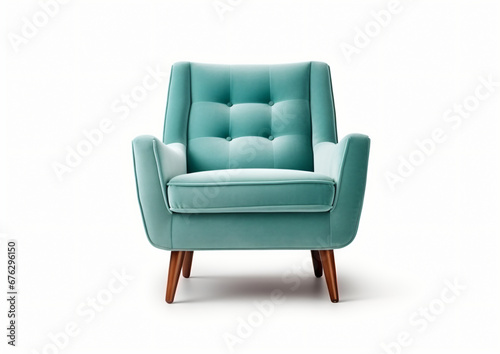 Simple vintage color sofa chair from the side isolated on white background