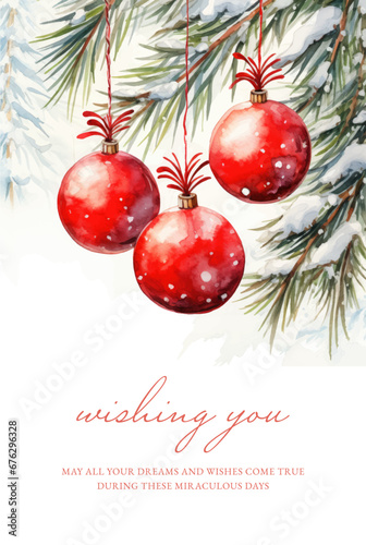 Merry Christmas and Happy New Year Greeting Card. Vector illustration.