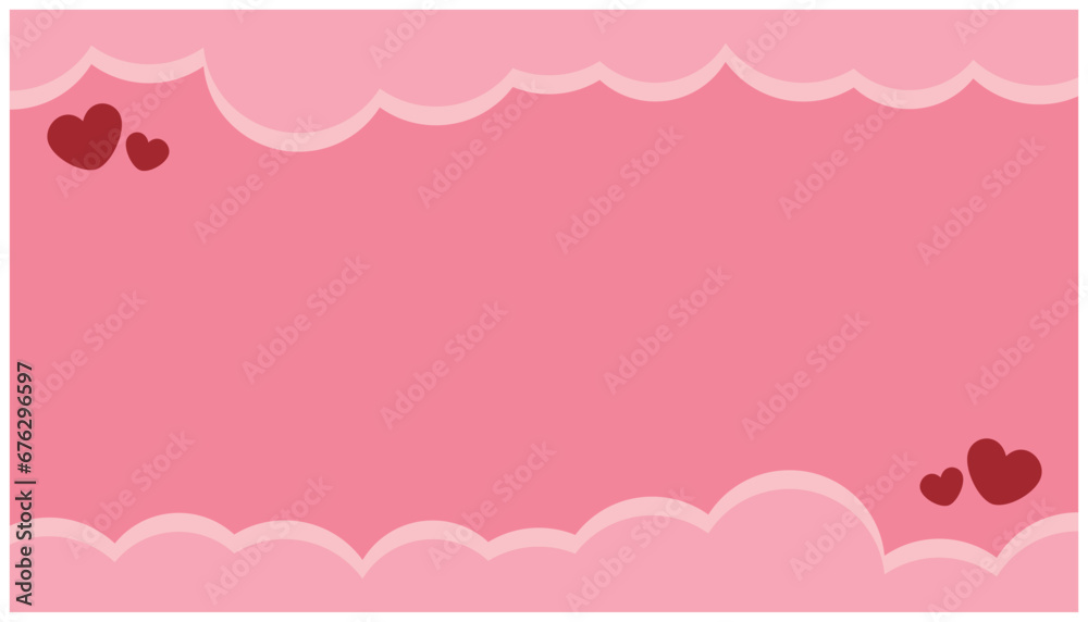 Valentine's Day background with hearts and clouds. Vector illustration. Design elements that are romantic and full of love, expressions of affection for greeting cards