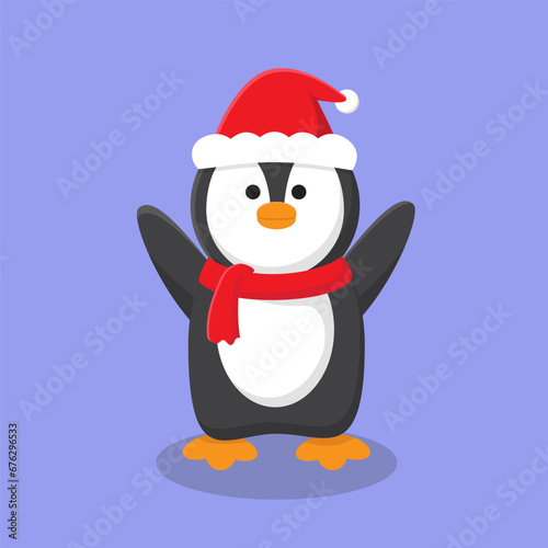 cute christmas penguin mascot character © sem.studio