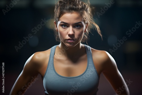a young woman engaged in a rigorous workout, her determination and dedication to physical wellness evident in her intense exercise routine