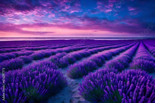 A vivid aqua sea under a lavender sky, reflecting the mysteries of the deep