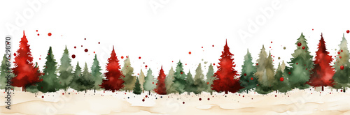 Abstract watercolor background with red and black trees. Vector illustration.